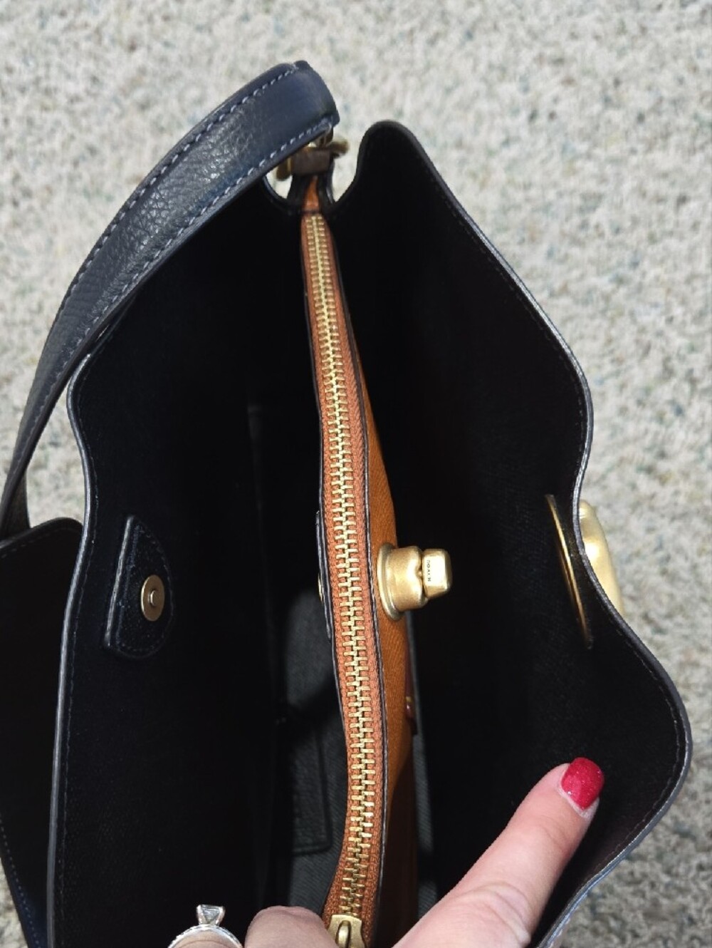 Coach Pebbled Leather Shoulder Bag in Taupe with Gold Turnlock - Picture 8 of 12